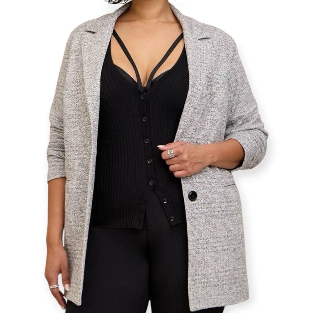 Torrid Studio Double Knit Boyfriend Blazer Gray Size 2X